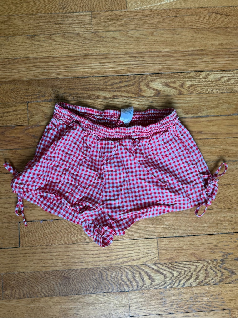 wild fable Red Gingham Tie-Detail Athletic Shorts